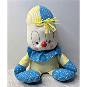 Vintage Carousel Clown Plush Stuffed Animal Polka Dot